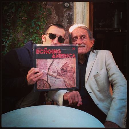 Lorenzo and Stefano with an original copy of the Echoing America LP in fall 2014